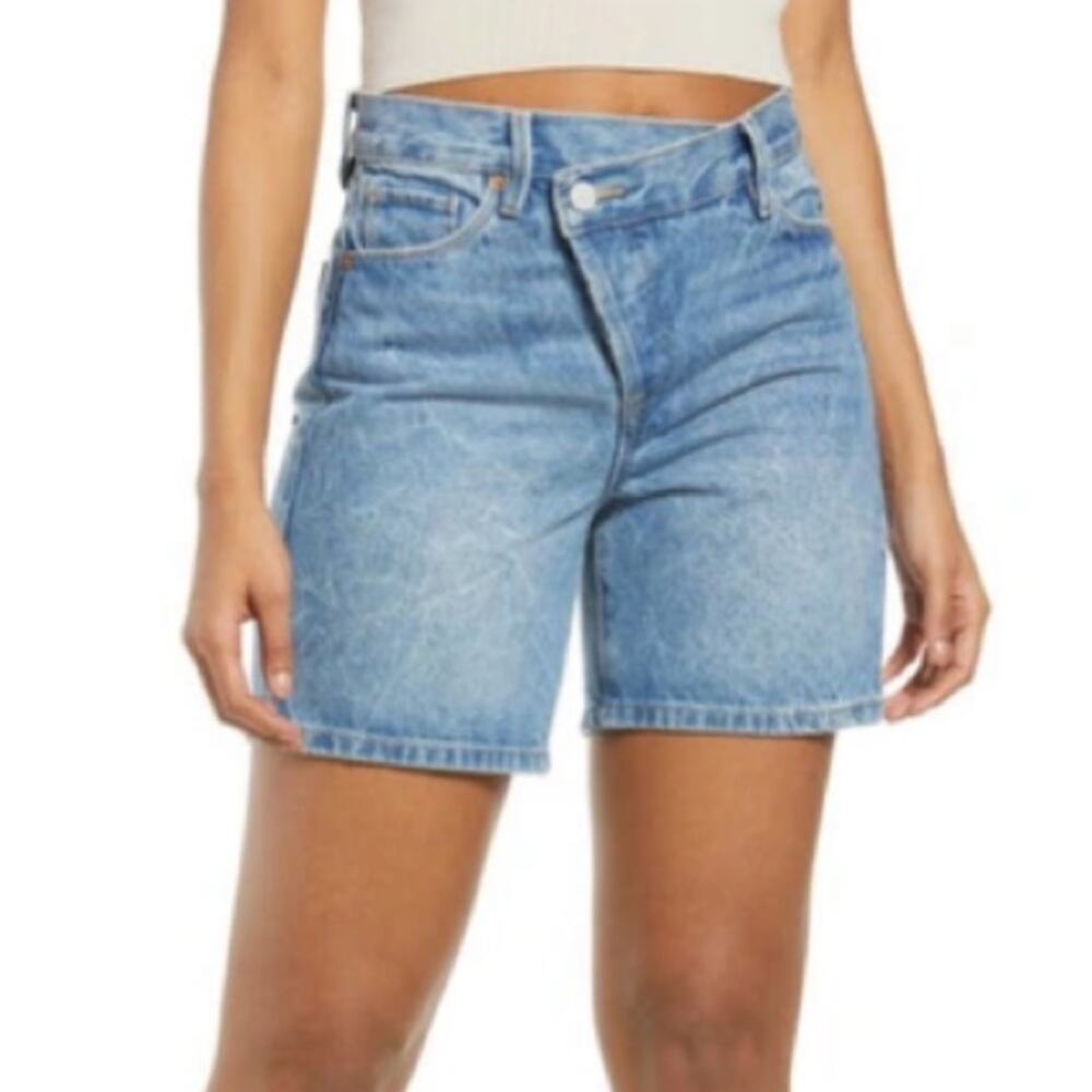 Blank NYC The Warren Overlap High Rise Denim Shorts in Fare Warning‎ Size 28